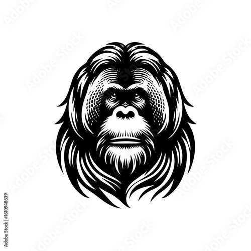 A striking illustration of an orangutans face