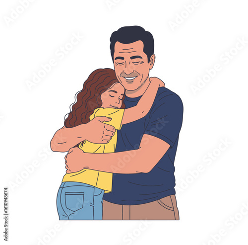 Father Hugging Daughter – Warm and Loving Family Moment