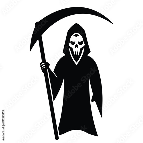 grim reaper with scythe vector icon