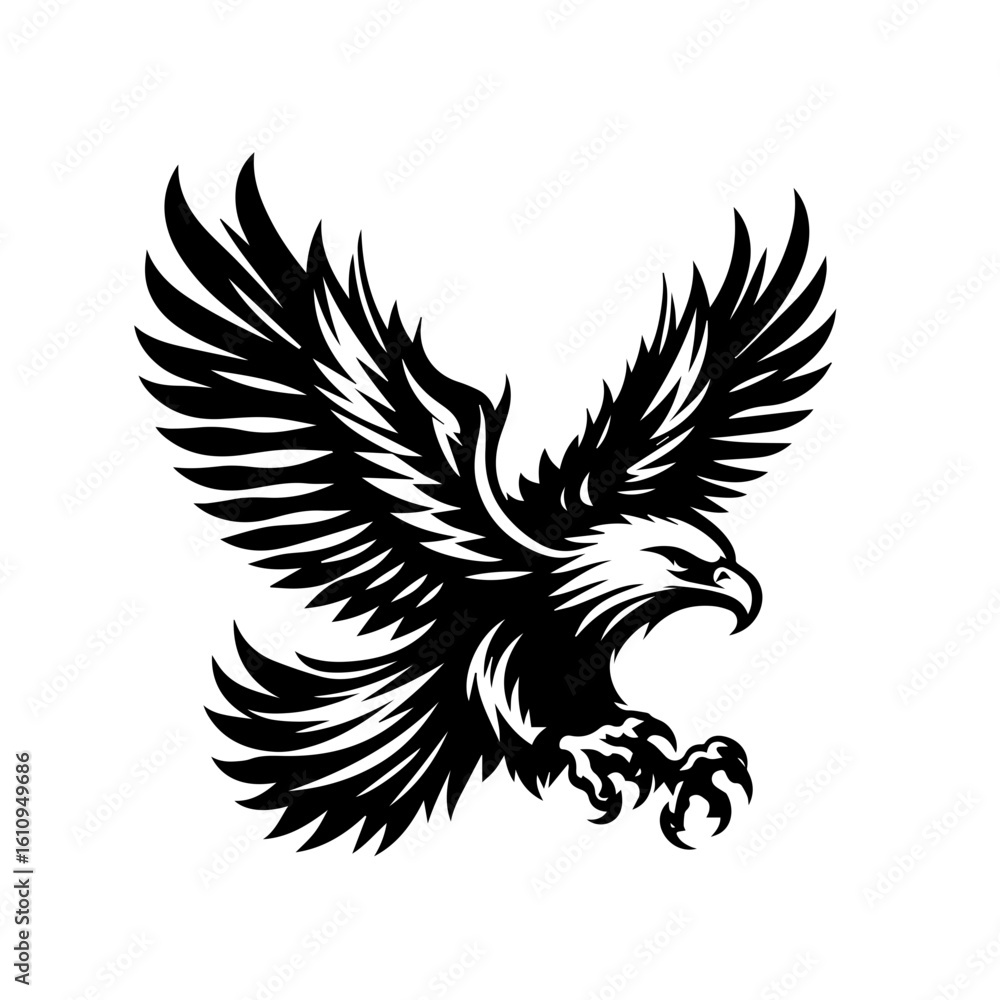Fototapeta premium Eagle in flight with wings spread and talons extended