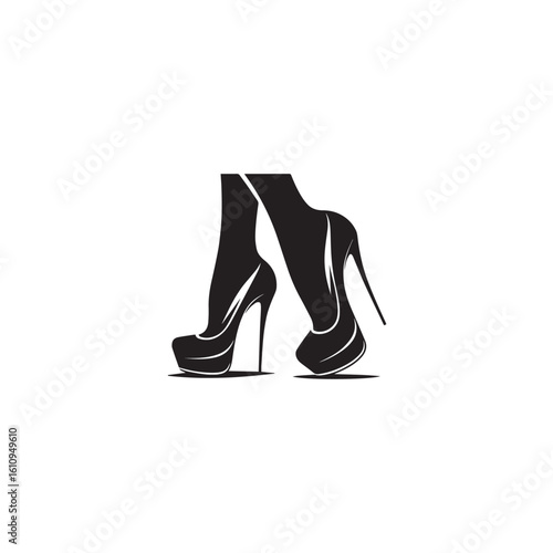 High Heels silhouette black and white vector icon