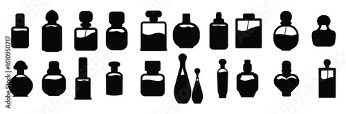 vector collection of perfume bottle silhouettes of various
