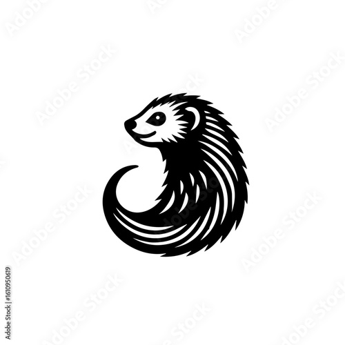 Stylized illustration of a ferret curled up