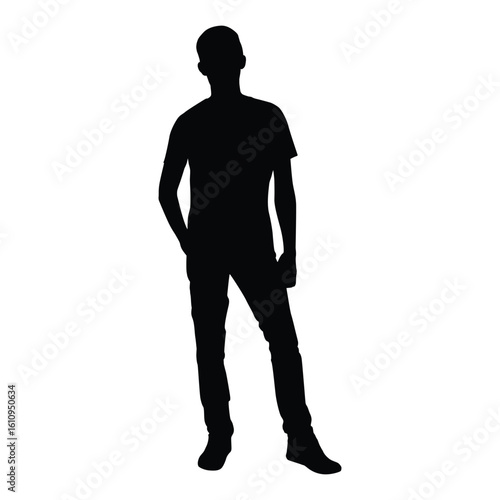 Silhouette of a Standing Person with Hands in Pockets