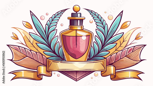 very Beautiful  close up Mock up of minimal elegant perfume bottle. Stylish parfumerie banner. white background.