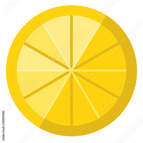 Slice of yellow lemon isolated on white background