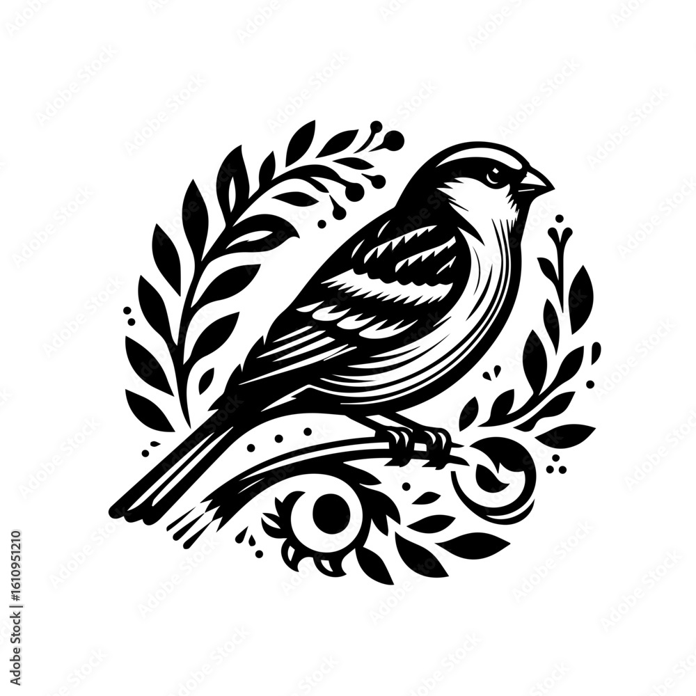 Fototapeta premium A bird perched on a decorative branch
