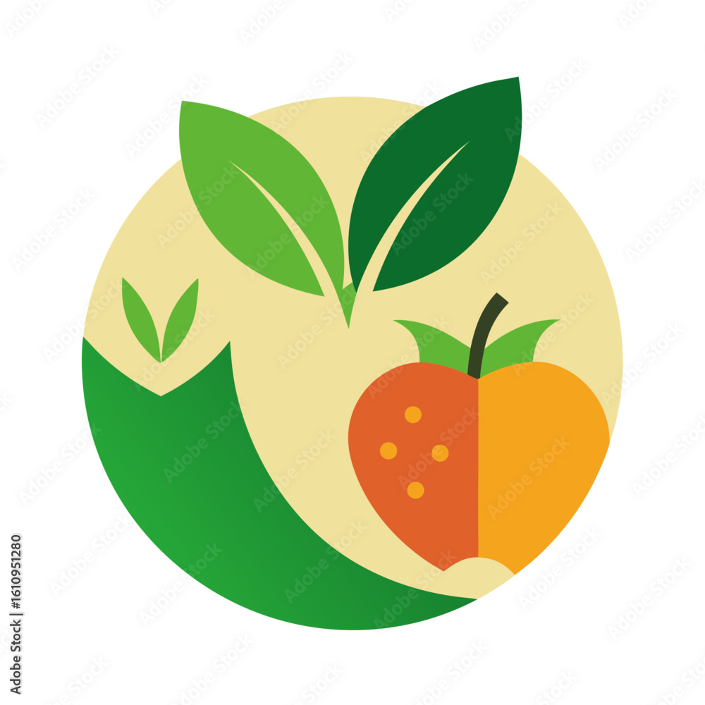 Abstract fruit and leaf design isolated on white background Abstract fruit and leaf design isolated on white background