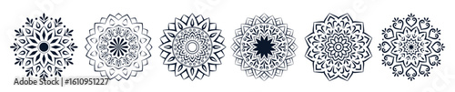 Set of simple mandala emblem with floral pattern oriental