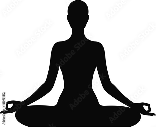 Person meditating in lotus pose silhouette yoga
