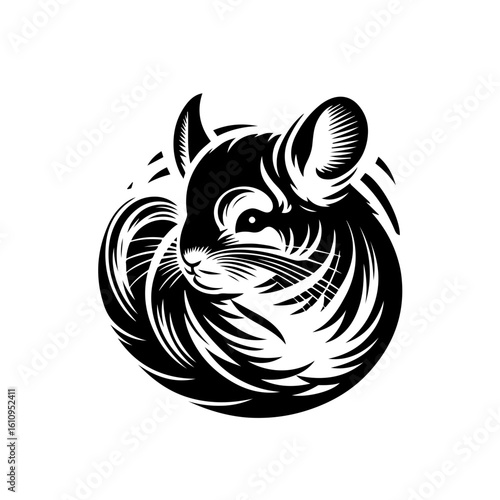 A stylized illustration of a chinchillas head