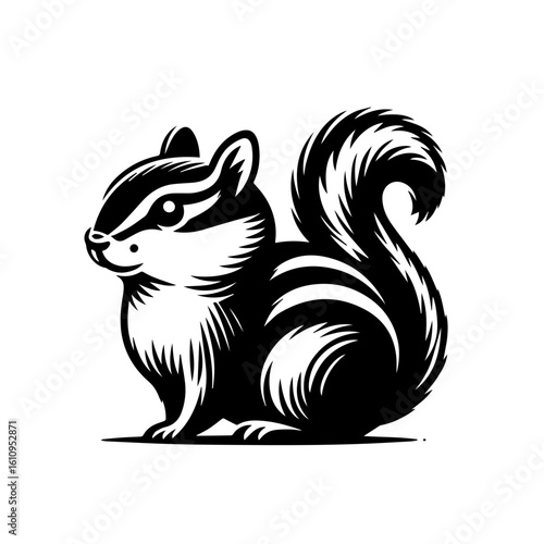A cute chipmunk illustration with a bushy tail