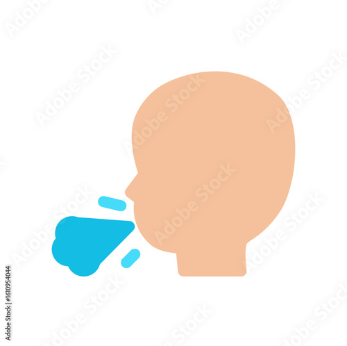 cough sick baby simple flat icon illustration
