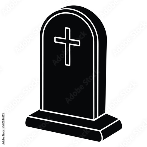 tombstone with cross vector icon