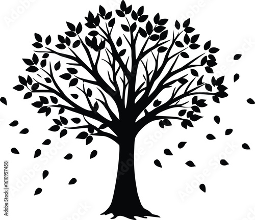 silhouette of fall tree vector autumn leaves seasonal nature clipart foliage illustration