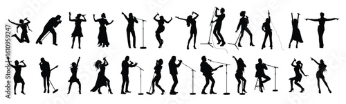 singer silhouette vector illustration set 
