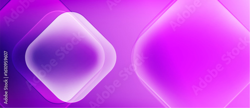 Abstract purple background. Geometric shapes overlap, creating glowing effect. Modern design, vibrant colors, smooth gradients present.