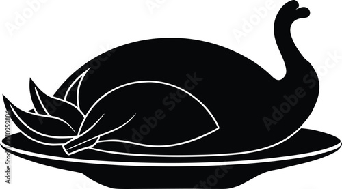 roasted turkey dinner platter silhouette vector thanksgiving holiday food festive clipart