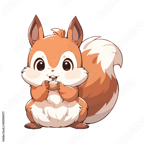Cute Chubby Chipmunk Holding Nut Vector