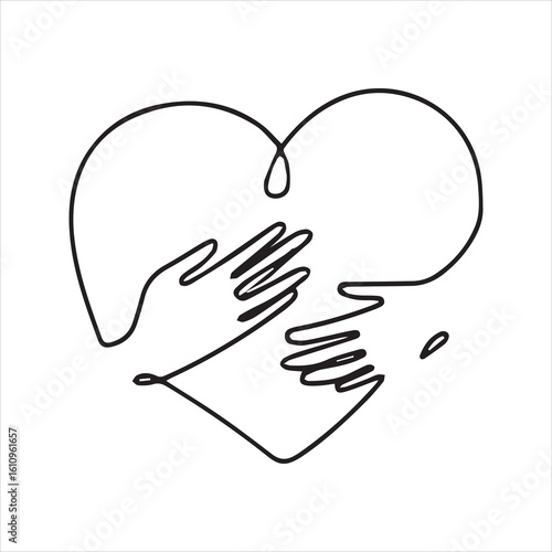 Heart Hug Love Support Line Art