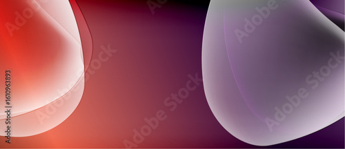 Abstract shapes blend, creating vibrant redpurple gradient. Smooth curves suggest movement, light interplay defines form. Minimalist design.