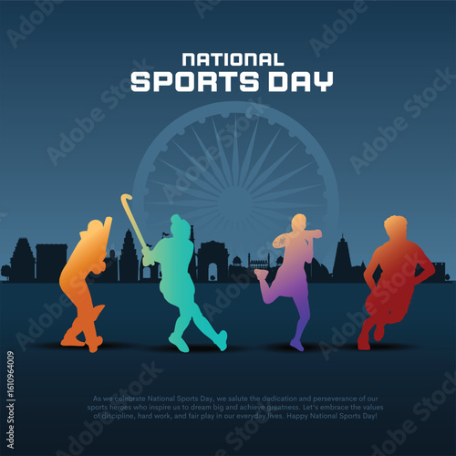 National Sports Day creative vector illustration design with sports player.