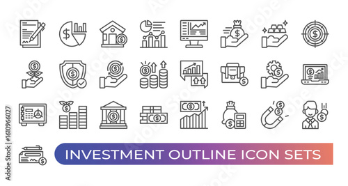 Investment icon sets outline design