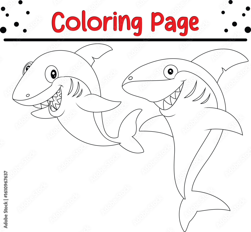 Naklejka premium Shark sea animal coloring book page