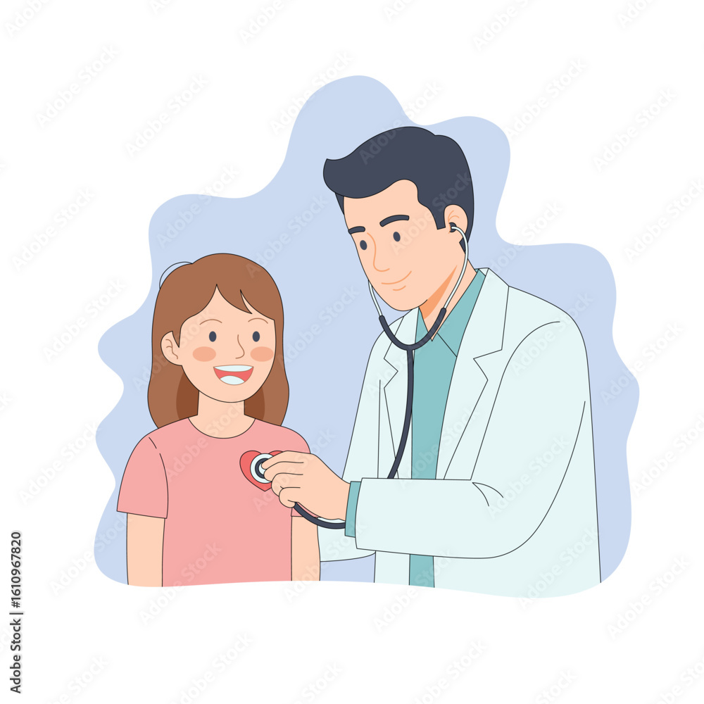 Fototapeta premium Healthcare Professional Listening to Kid's Heartbeat - Medical Care