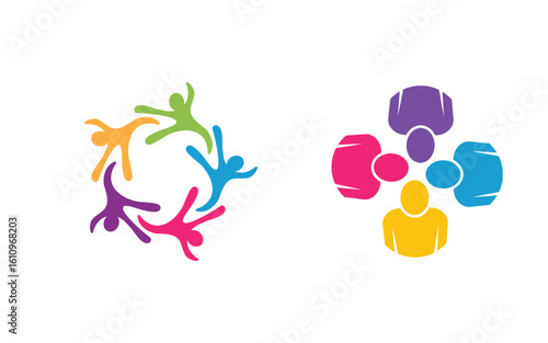 Human care Love adoption group network and social logo design v.80