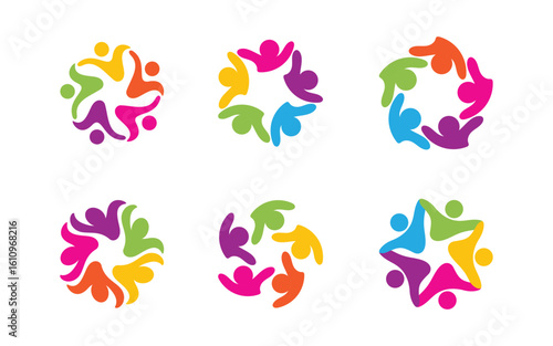 Human care Love adoption group network and social logo design v.81