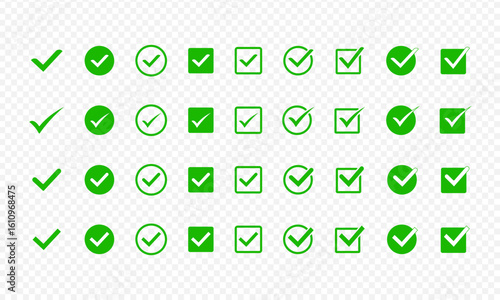 Green check mark icon, Tick mark vector illustration isolated on transparent background