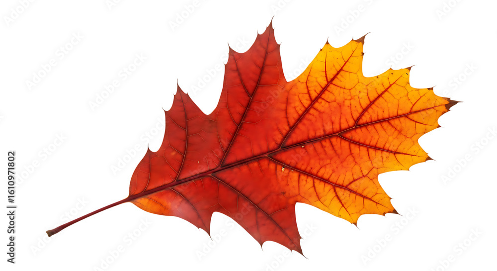 Fototapeta premium A colorful oak leaf isolated on transparent background