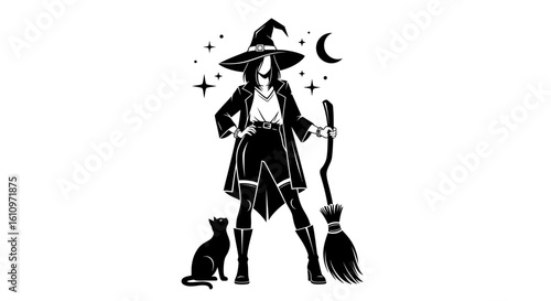 Witch vector art Halloween design.