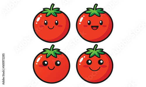 "Tomato Icon Set Fresh Red Vegetable Vector Collection"
