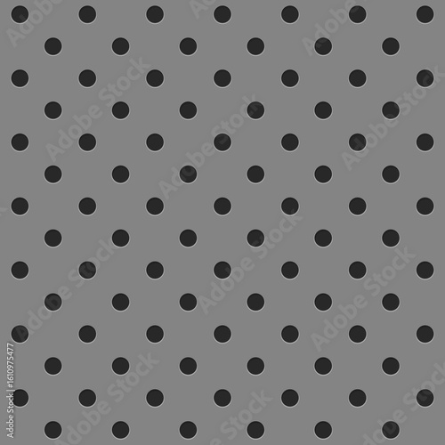 Pegboard peg board gray wall with dots, holes in geometric grid pattern. Perforated panel for hooks, diy construction. 