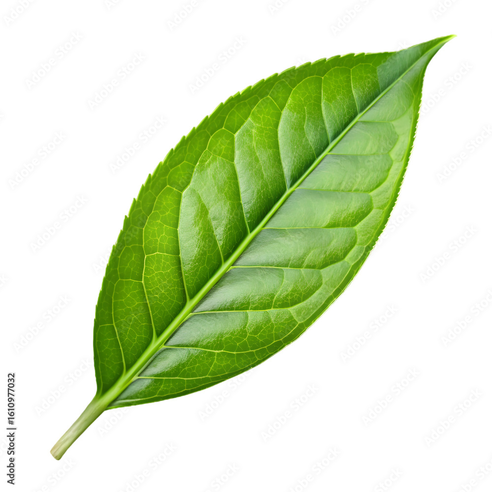 Obraz premium Tea leaf isolated on transparent background PNG icon isolated with transparent background