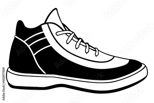 vector shoe silhouette black and white 