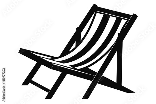 beach chair silhouette black and white 