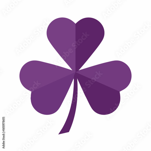 Geometric Purple Shamrock with Heart-Shaped Leaves and Simple Stem Design