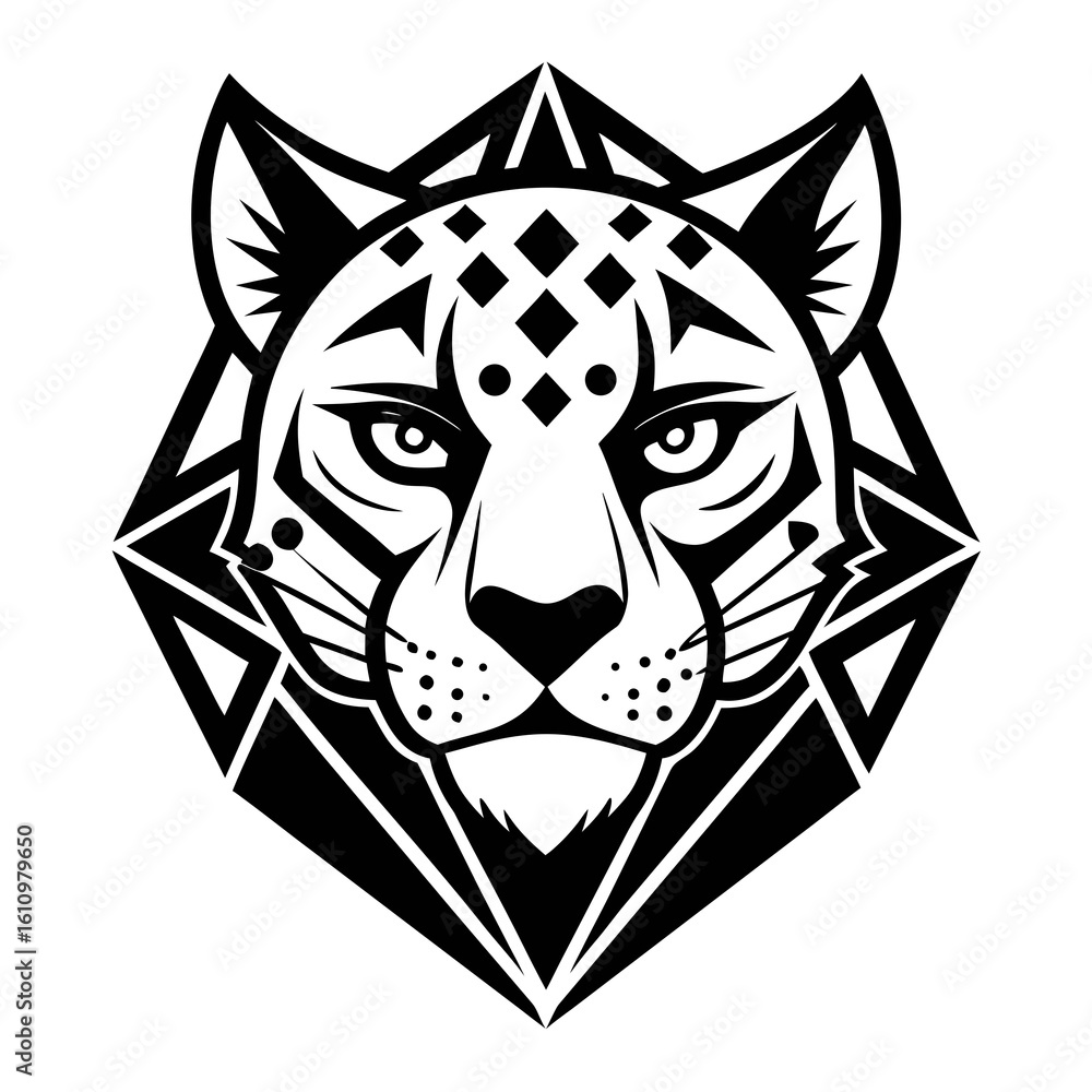 Fototapeta premium leopard head logo geometric design