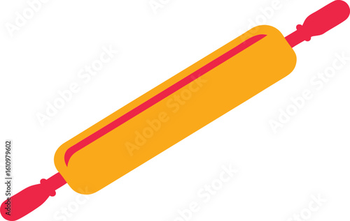 High-quality rolling pin for baking, kitchen tool, pastry preparation, wooden rolling pin isolated on white background, perfect for dough flattening, cooking, and baking essentials.