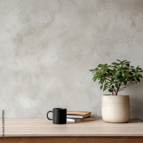A sleek, organized workspace featuring neutral tones and minimalist design.