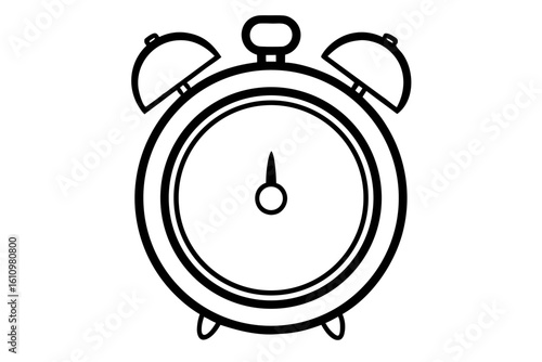 ringing alarm clock black and white silhouette on white background