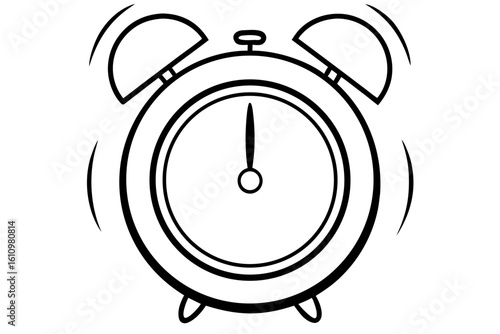 ringing alarm clock black and white silhouette on white background