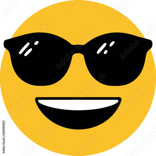 Cool emoji with sunglasses happy face vector art