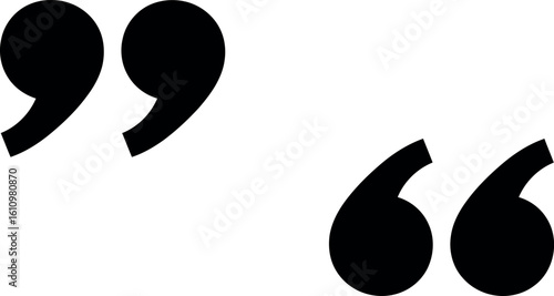 Quotation marks symbol black on white background