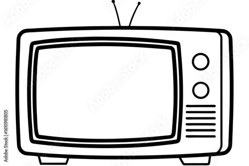 tv black and white on white background