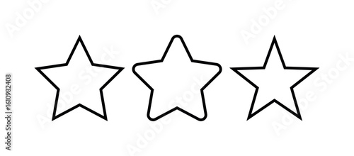 Set  stars in flat outline and glyph Collection