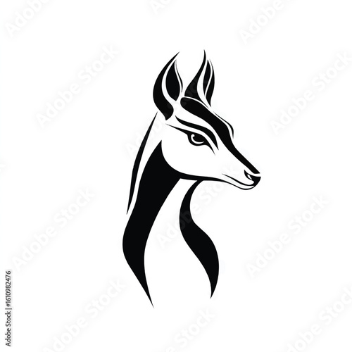  Art Illustration and vector Elegant Black and White Deer Head Silhouette: Vector Graphic for Design Projects isolated on white background AI Generative